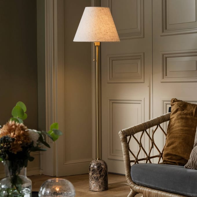 Globen Lighting vloerlamp Gino, voet van marmer, beige, 145 cm
