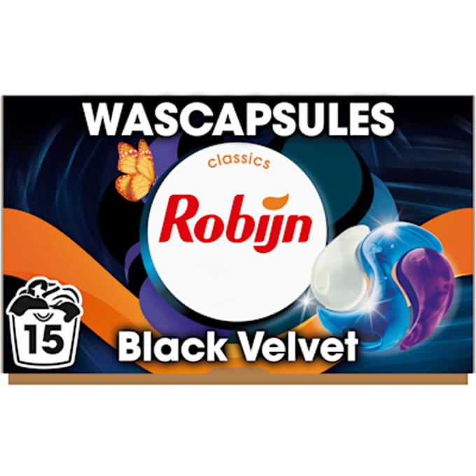 Robijn klassiekers 3-in-1 wascapsules zwart fluweel 15 wasbeurten