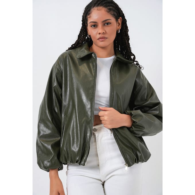 Oversized Faux Leather Ritsjack