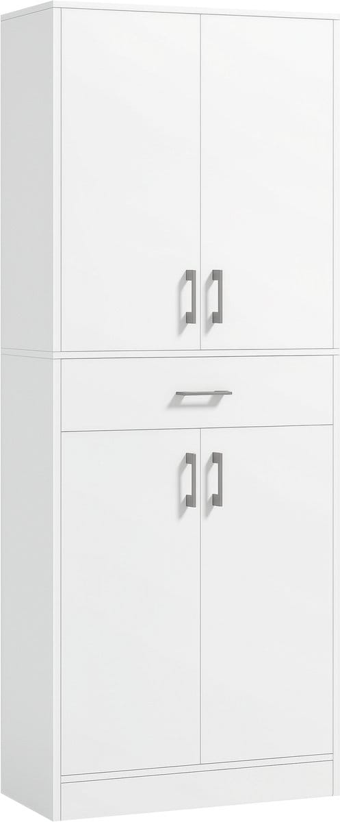 HOMCOM-Keukenkast-70,8x34x180cm-Hout-Wit