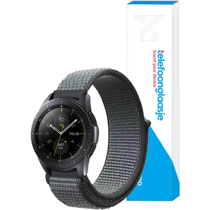 Nylon smartwatch bandje ? Donkergrijs/Groen 20mm - Universeel