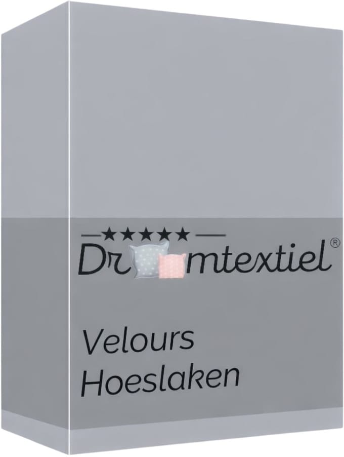 Droomtextiel Velours Hoeslaken Grijs - 90x200 cm