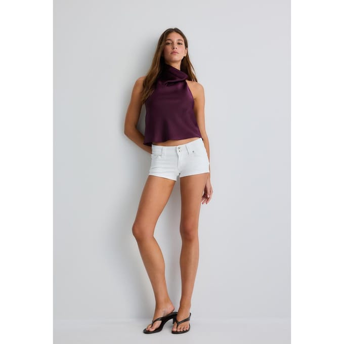 Stradivarius Satijnen haltertop  Purper XS