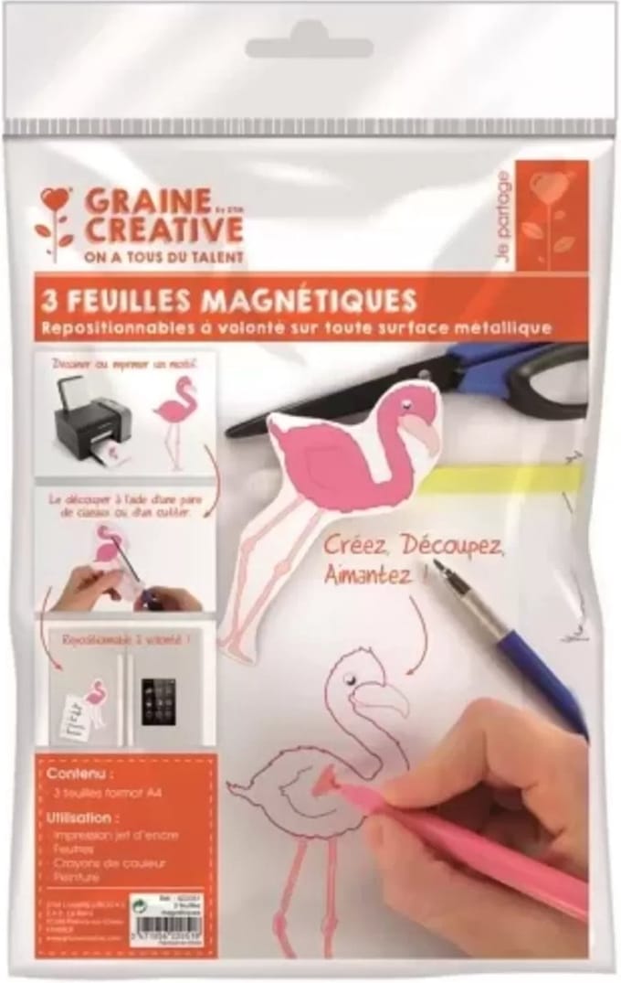 Graine Creative magneetpapier A4 knutselset 3 stuks magneten maken.