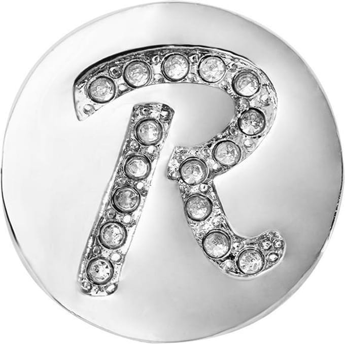 Quiges - Dames Click Button Drukknoop 18mm Alfabet R - EBCM162
