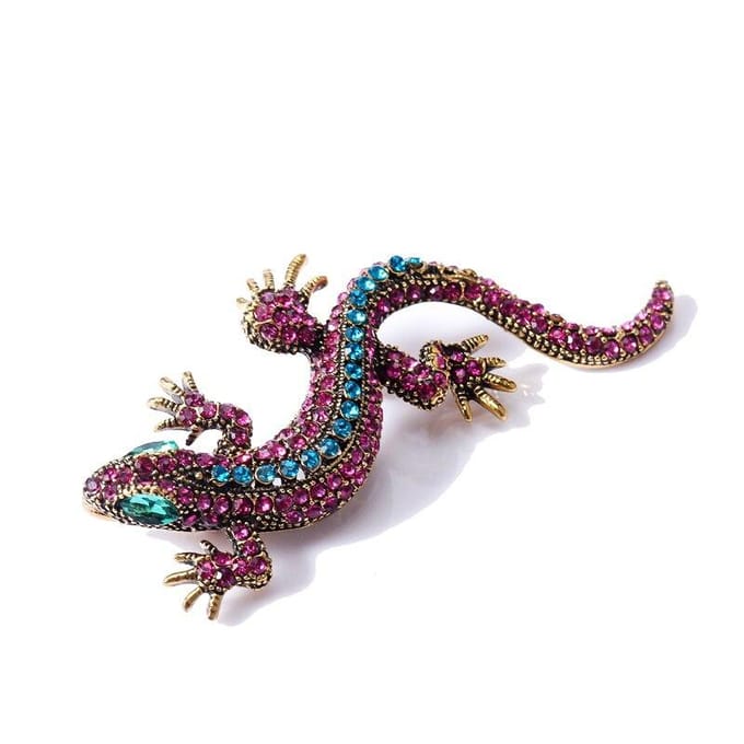 Grappige Hagedis Strass Broche Speld Dames Gecko's Feest Dorcus Speld En Broche Kleding Sieraden Vintage Metaal Brosch gray