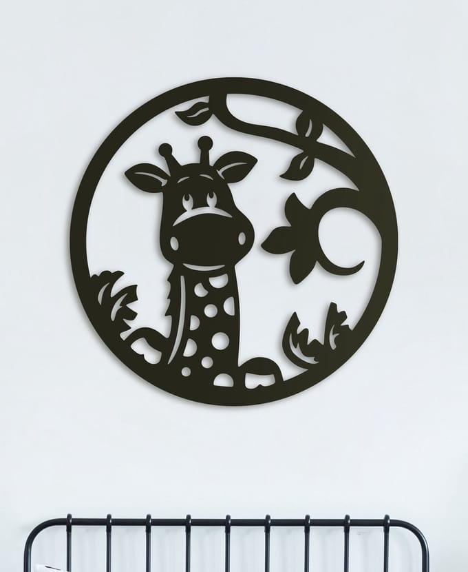 Wanddecoratie Kinderen | Giraffe rond - L (60x60cm)