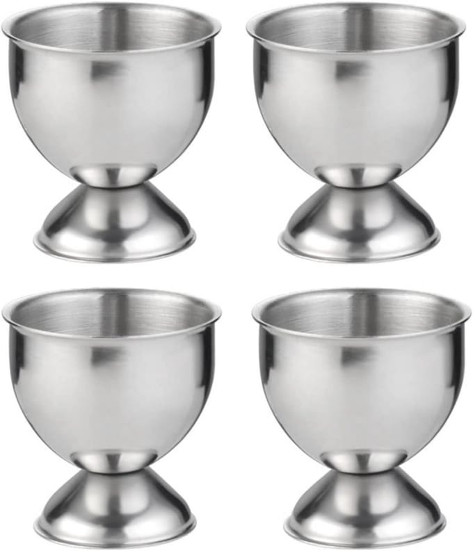 Eierhouders Set - Eierbakjes - Ontbijt Serveren - Stapelbaar Ontwerp - 4 Stuks - Zilver