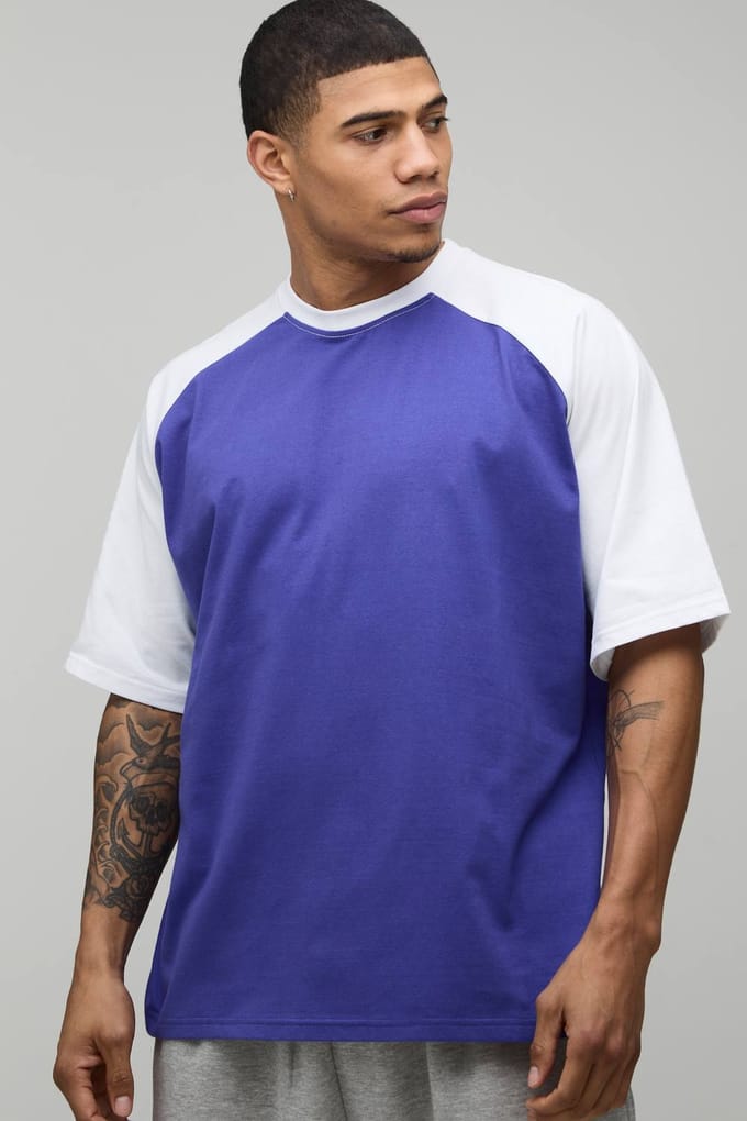 Oversized Raglan T-shirt Met Korte Mouwen | Cobalt | Size Large