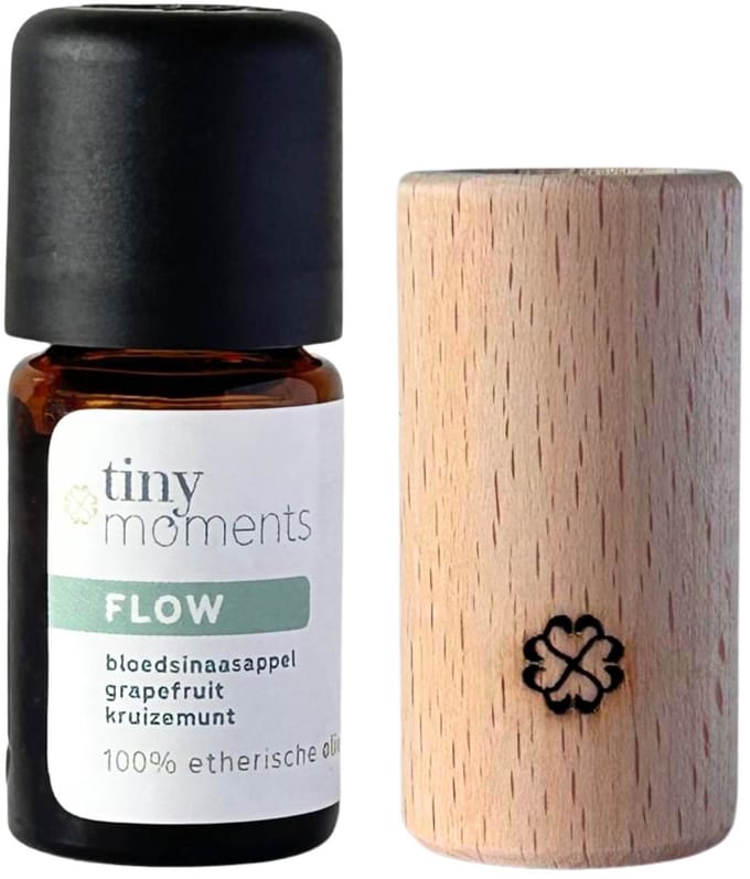 Tiny Moments Aroma Diffuser Set Flow - Houten Geurdiffuser met Etherische Olie - Bloedsinaasappel, Grapefruit, Munt