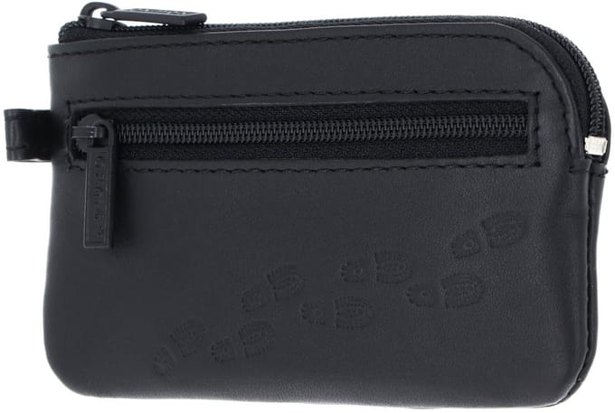 oxmox Leren sleutelgeval Leather Keyholder Footsteps 2.0 Embossed Black zwart