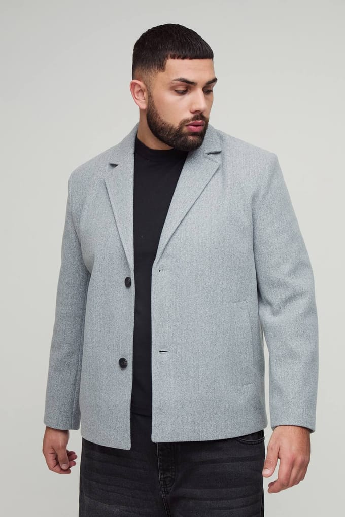 Plus Boxy Oversized Overcoat | Grey | Size 2XL