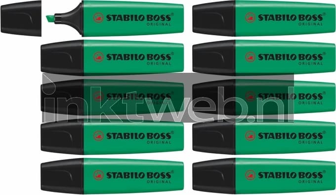 STABILO BOSS ORIGINAL - Markeerstift - Hoogste Kwaliteit - Turquoise - Doos 10 Stuks