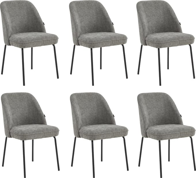 Colenis® - Julia Eetkamerstoel - Set Van 6 - Grijs - Linnen Stof - Industrieel - Design