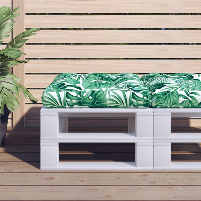 vidaXL - Palletkussen - 58x58x10 - cm - cm - stof - bladpatroon