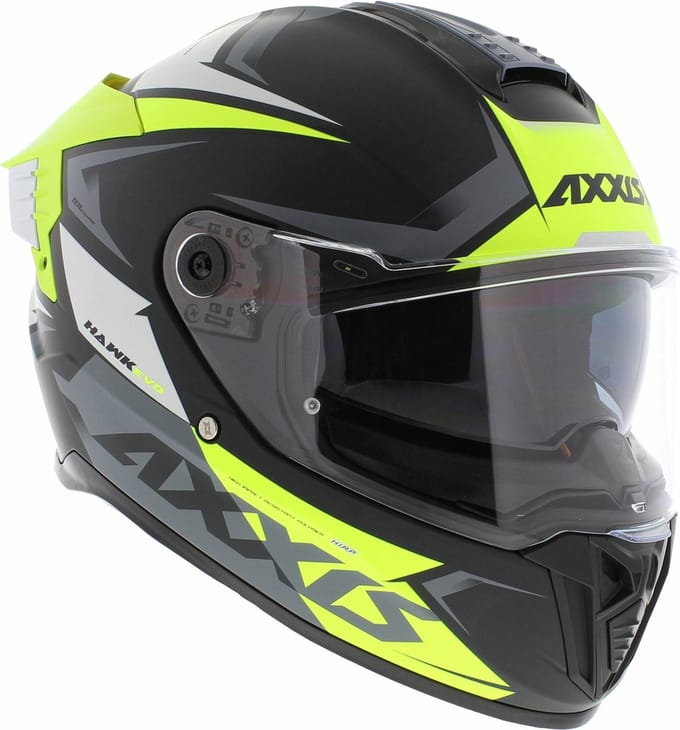 Axxis Hawk SV Evo Integraal helm Ixil mat zwart fluor geel S - Motorhelm / Brommerhelm