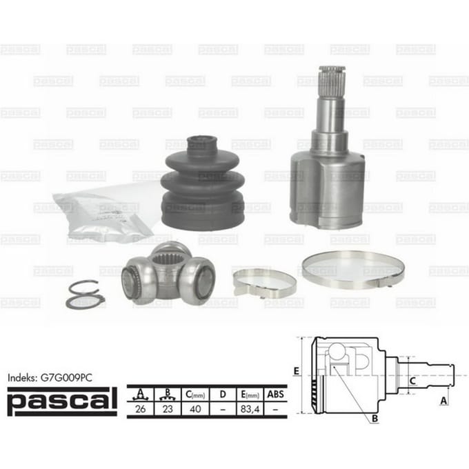 Homokineet reparatie set, aandrijfas PASCAL G7G009PC links
