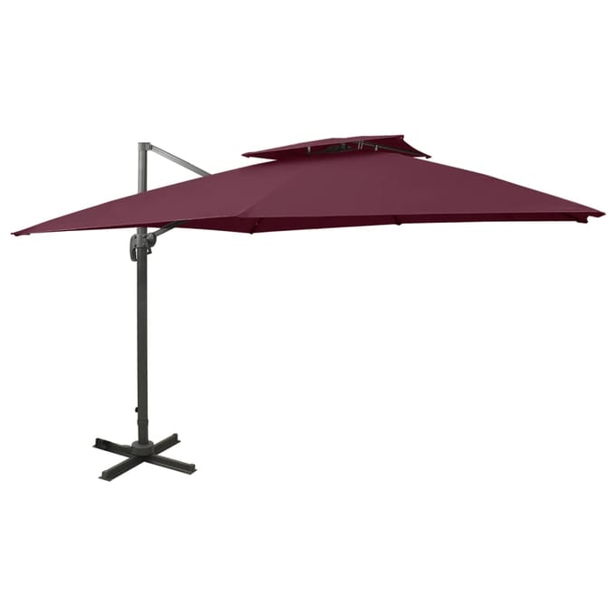 vidaXL - Zweefparasol - met - dubbel - dak - 300x300 - cm - bordeauxrood