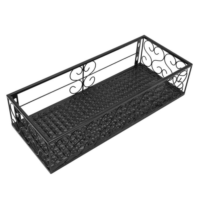 Balkon Bloemenrek Hangende Bloempot Hanger Hangend Smeedijzeren Hek Binnen Vensterbank Suitable for 2.5cm Railings black