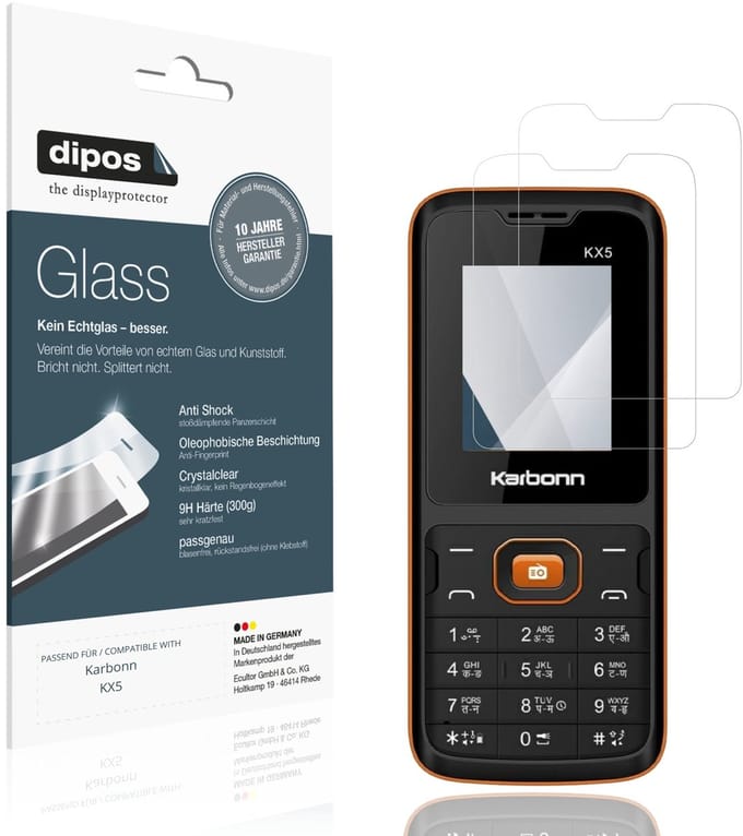 dipos – 2x Pantserfolie geschikt voor Karbonn KX5 | 9H Screenprotector