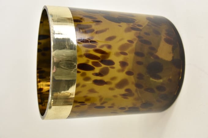 Sfeerlichten - Pc. 1 Glass Vase W/band "leopard" Brown Ø 15x17 Cm