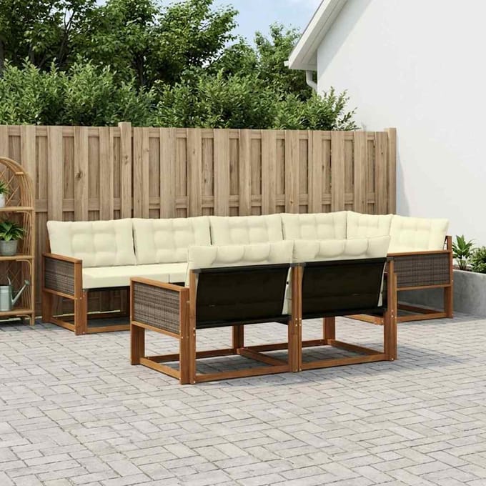 vidaXL - Buiten - bank - set - 7 - st - Natuurlijk - en - Crème
