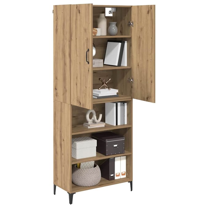 vidaXL - Highboard - Artisan - Eiken - 69,5 - x - 34 - x - 180 - cm - Bewerkt - hout