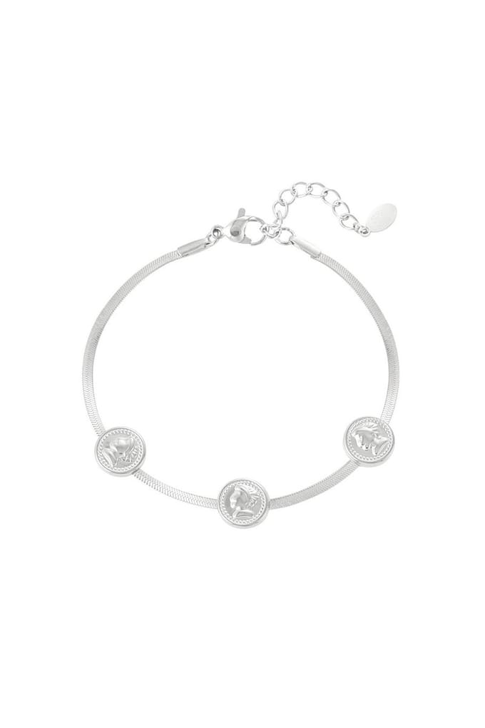Armband - Geluksmunten - Zilverkleur - Stainless steel