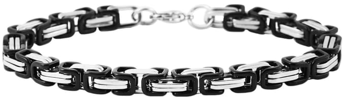 Akzent - Armband - Edelstaal - Zilver/Zwart - Ø6.5mm - 20cm.