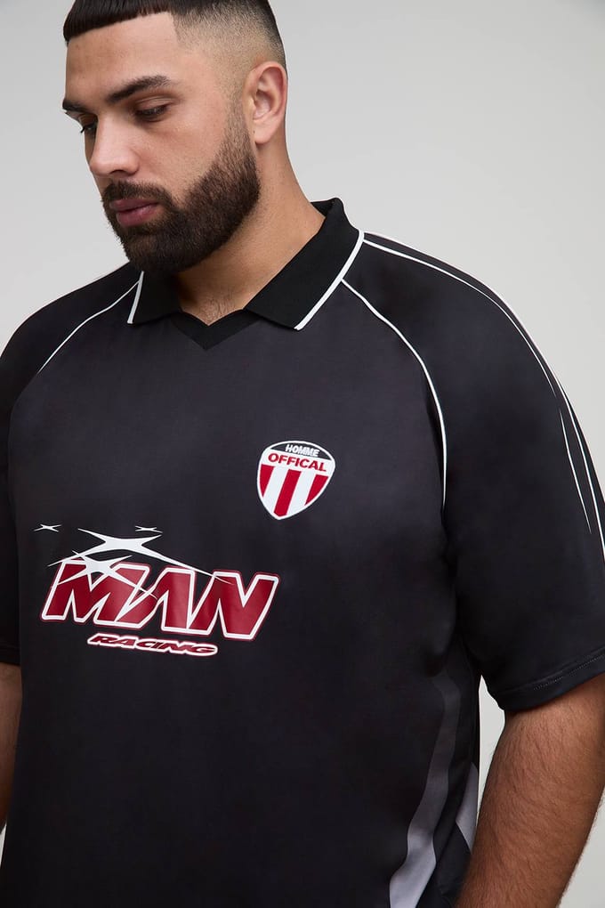 Plus oversized boxy heren sporttop | Black | Size 2XL