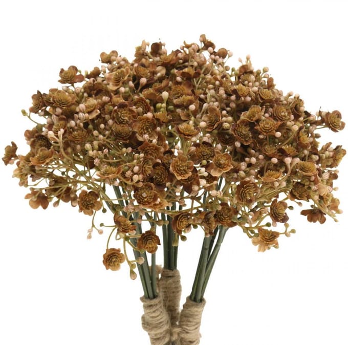 Gypsophila kunstbruin voor herfstboeket 29.5cm 18p, 18 stuks