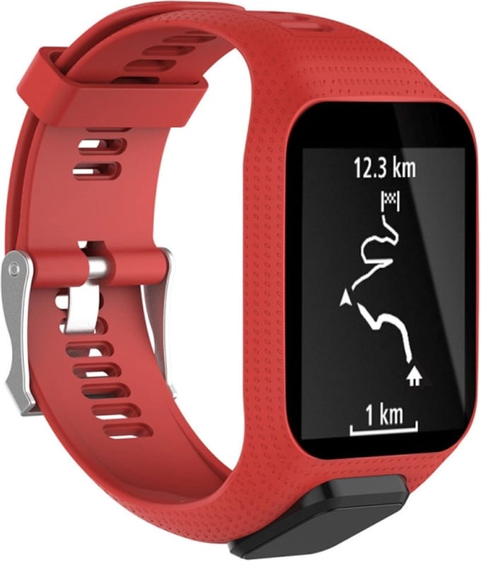 Siliconen bandje - geschikt voor TomTom Runner 2 / Runner 3 / Spark 2 / Spark 3 - rood