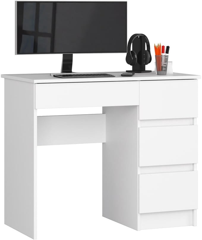 Bureau Rechts A-7 / Computerbureau / Computer Tafel / Bureautafel Rechts / Wit/ 90 x 77 x 50 cm
