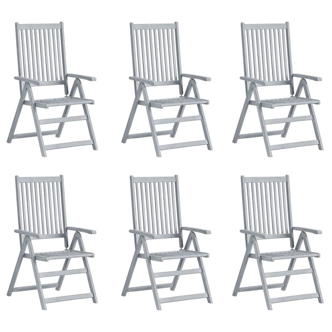 vidaXL - Tuinstoelen - 6 - st - verstelbaar - met - kussens - massief - acaciahout