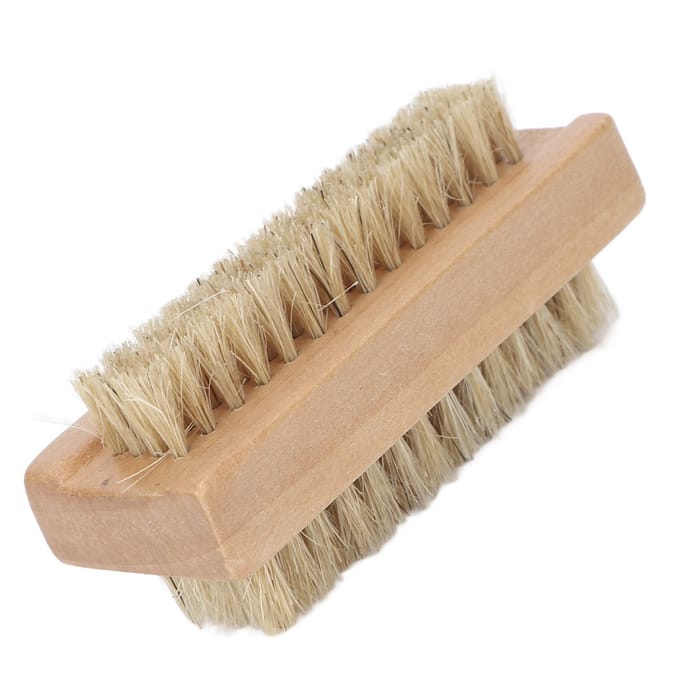 Brosse à ongles double face en bois pour manucure et pédicure beige