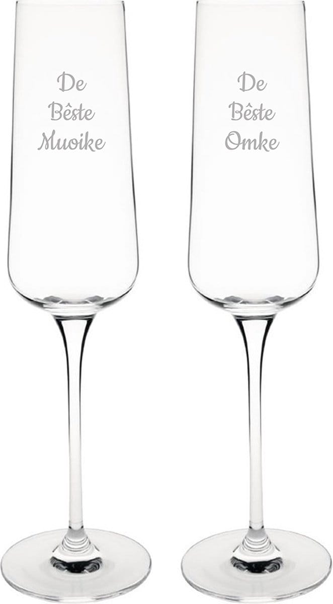 Gegraveerde Champagneglas 27cl De Bêste Muoike-De Bêste Omke