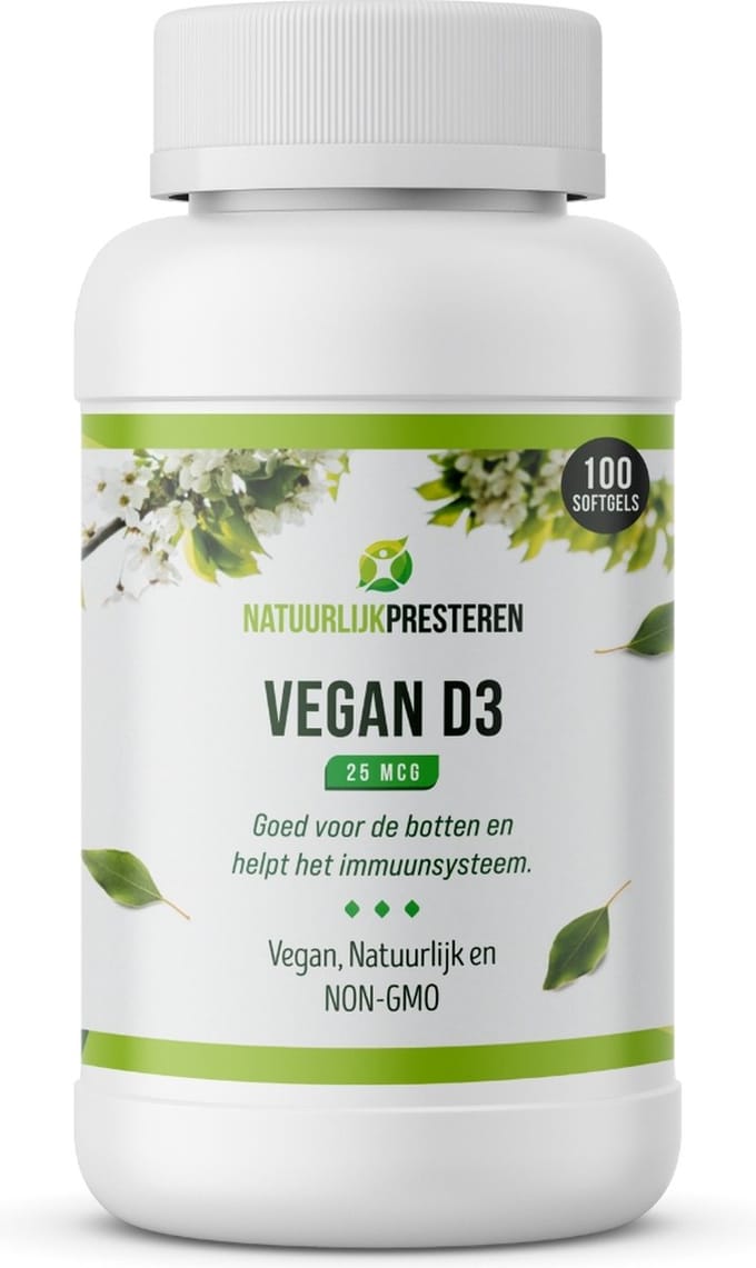Vegan Vitamine D3 - 25 mcg - Cholecalciferol uit Algen - Duurzaam - 90 capsules