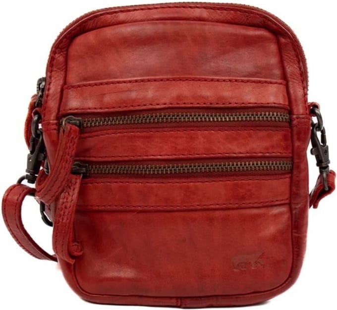 Bear Design Vikas Leren Crossbodytas / Schoudertas - Rood