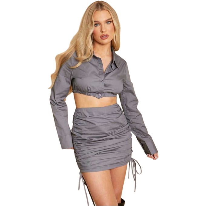 Missy Empire Dames/Dames Extreme Poplin Gewaad Top (Houtskool)