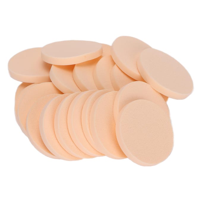 20 STUKS Ronde Make-up Spons Droog en Nat Dubbel Gebruik Herbruikbaar Antibacterieel Rond Poederkwastje voor Make-up beige