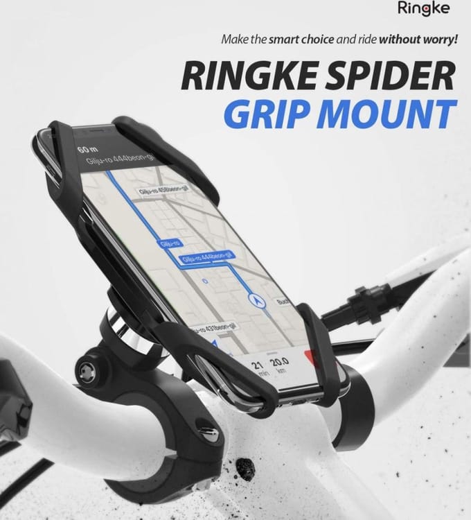 Ringke Spider Grip Mount Verstelbare Smartphonehouder Fiets Zwart