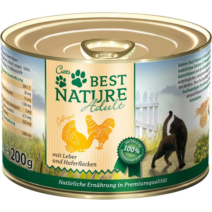 6x 200g Best Nature Cat Adult Gevogelte & Lever natvoer voor katten