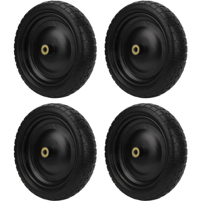 4 Pièces Pneus de Chariot 13 pouces Solides Sans Gonflage Résistants à l'Usure Polyuréthane Remplacement pour Chariot blanc