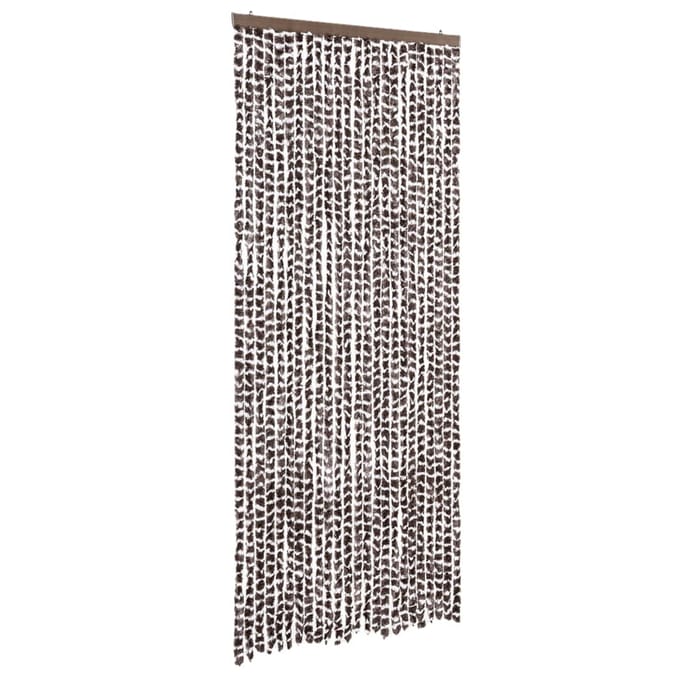 vidaXL - Vliegengordijn - 100x230 - cm - chenille - bruin - en - wit
