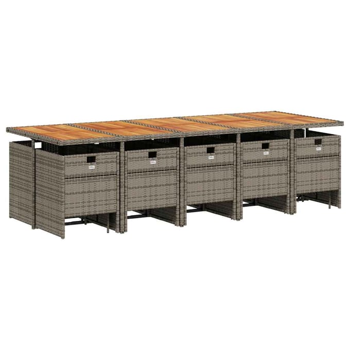 vidaXL - 15-delige - Tuinset - met - kussens - poly - rattan - grijs