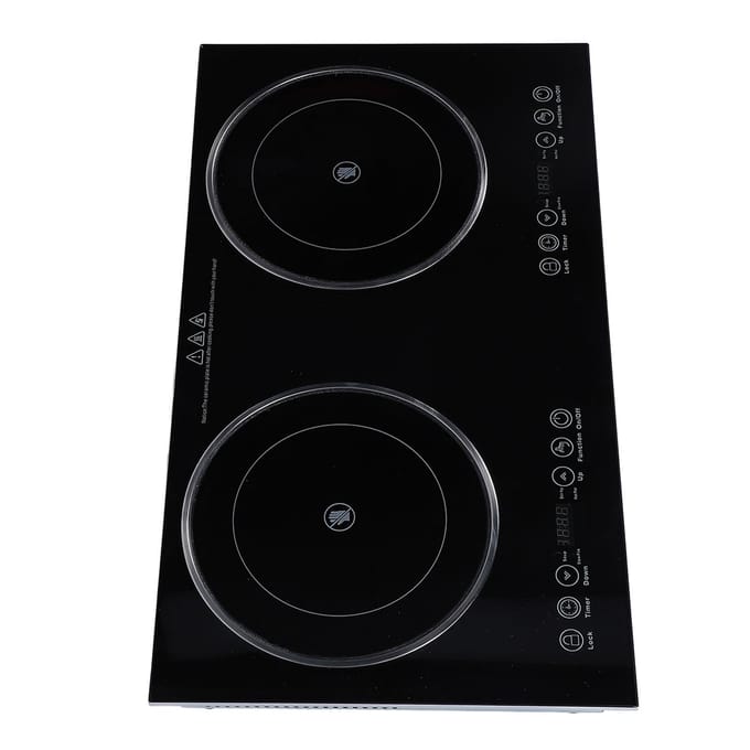 Table de cuisson électrique 2 brûleurs Chauffage céramique Comptoir Encastrable Table de cuisson électrique avec commande tactile gray