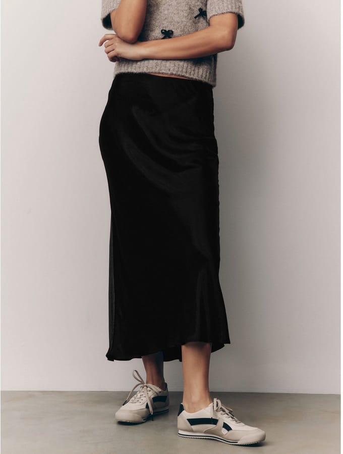 Next - Dames - Satijnen midirok - Zwart