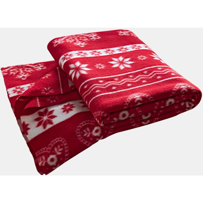 Plaid - rood / gebroken wit / gedess. - Gr. Standaardmaat van Goldner Fashion
