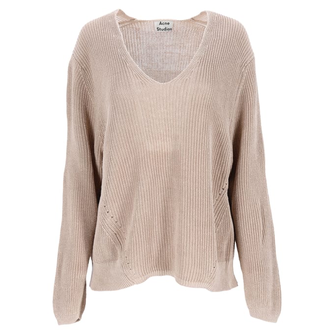 Acne Studios gebreide trui met ronde hals in bruin linnen