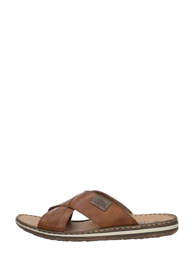 Rieker Slippers bruin Leer - Maat 41
